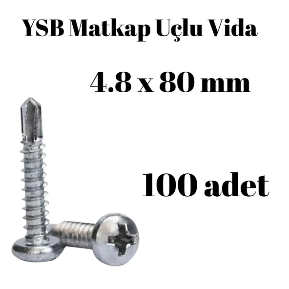 Yıldız Silindir Başlı 4.8x80 YSB Matkap Uçlu Akıllı Vida 100 Adet ürün görseli