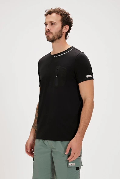 Bad Bear Larry Baskılı Erkek Tişört 24.01.07.018 Siyah - Resim 3