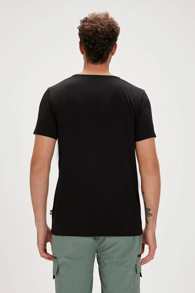 Bad Bear Larry Baskılı Erkek Tişört 24.01.07.018 Siyah - Resim 5