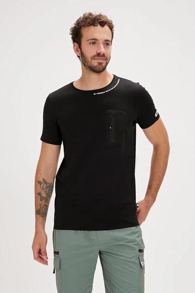 Bad Bear Larry Baskılı Erkek Tişört 24.01.07.018 Siyah ürün görseli 1