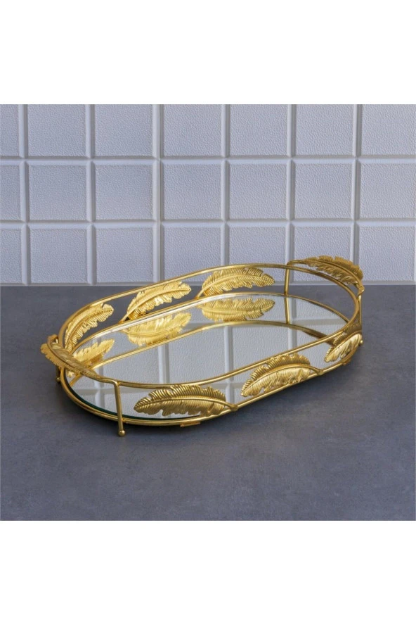 Yaprak Serisi Oval Orta Tepsi 42x24x6cm.