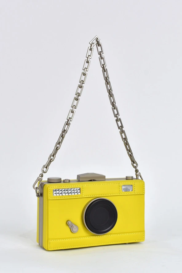Elatae Kadın Omuz Askılı Kamera Detaylı El Çantası Sarı 17573 - 2