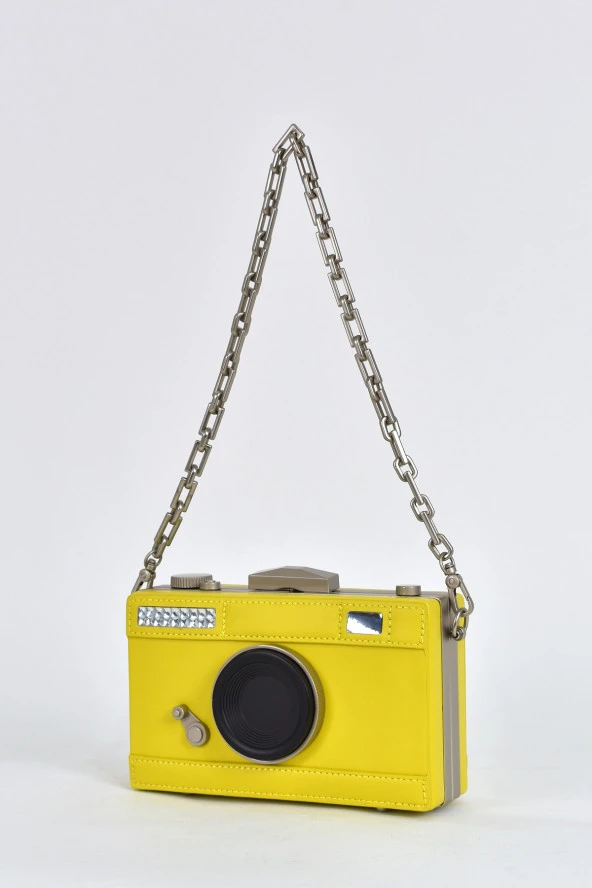 Elatae Kadın Omuz Askılı Kamera Detaylı El Çantası Sarı 17573 - 3