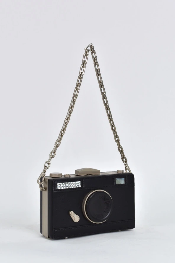 Elatae Kadın Omuz Askılı Kamera Detaylı El Çantası Siyah 17573 - 2