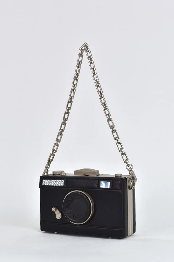 Elatae Kadın Omuz Askılı Kamera Detaylı El Çantası Siyah 17573 - 3