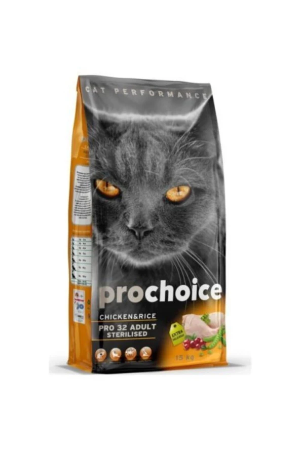 Prochoice Pro 32 Sterilised Kısırlaştırılmış Yetişkin Kedi Maması 15 Kg