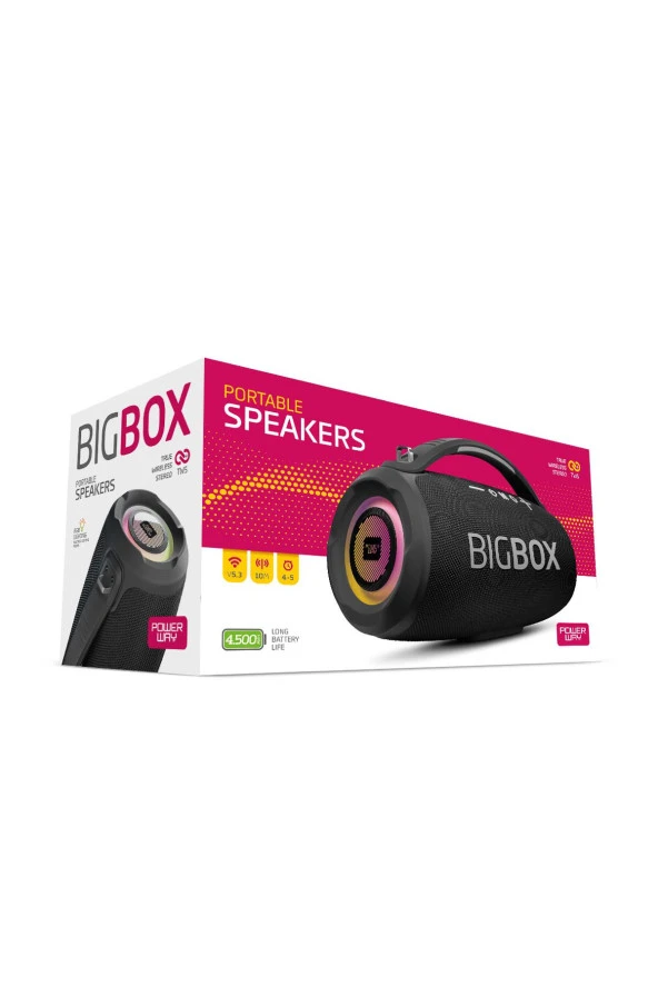 Powerway Bigbox 40W Güç Çift Bass Usb Hafıza Kartı Aux Fm Led Işıklı Bluetooth Hoparlör Hi-Fi - 5