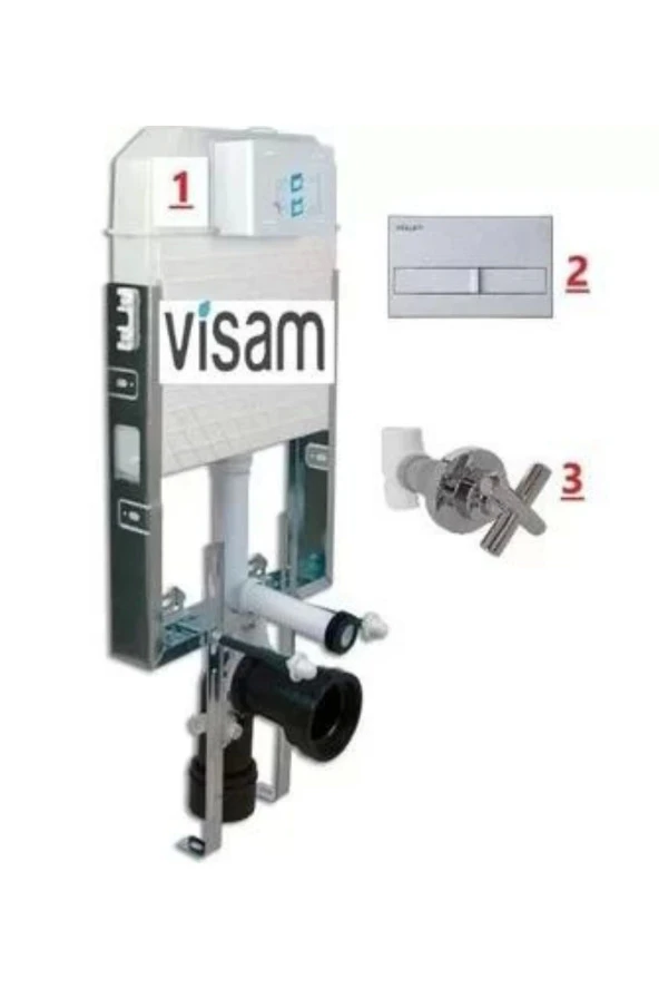 Visam Gömme Rezervuar + Buton + Ara Kesme Valf 3'lü Set