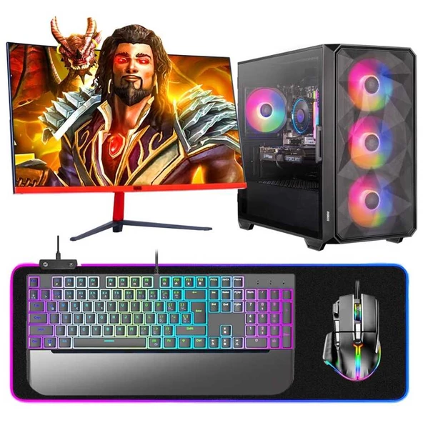 Dragos Sphinx i5 12400F 16GB Ram 512GB NVMe SSD MSI RX 6700 XT OC 12GB 23.6 165Hz Curved Oyuncu Masaüstü Bilgisayarı