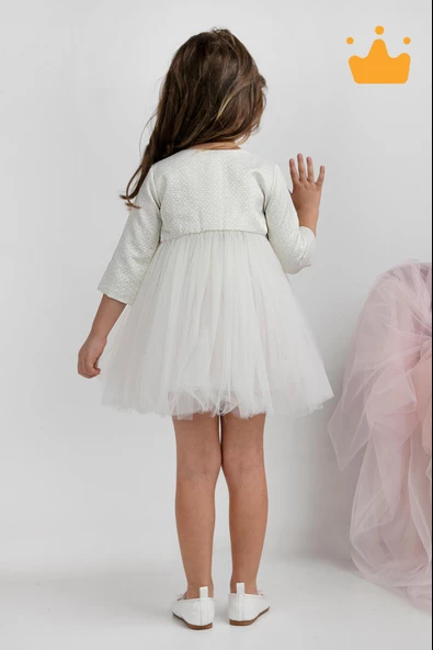 Minimony 6-24 Ay Mine Desen Ceketli Kız Bebek Çocuk Bayramlık Abiye Gelinlik Elbise Takım 1013 - 2