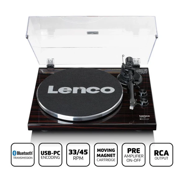 Lenco LBT-288 WA Pikap Plak Çalar Bluetoothlu Retro Koyu Kahve Ceviz Pikap Plak Çalar - 3