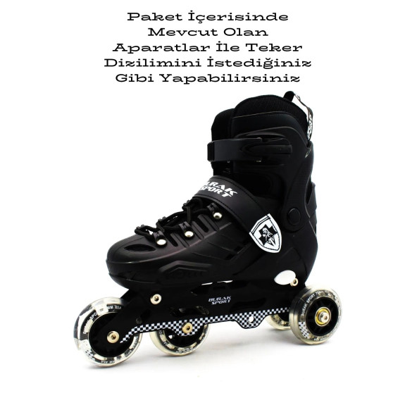 Profesyonel Işıklı Silikon Teker Ayarlanabilir Çocuk Pateni -Yetişkin Paten - 2