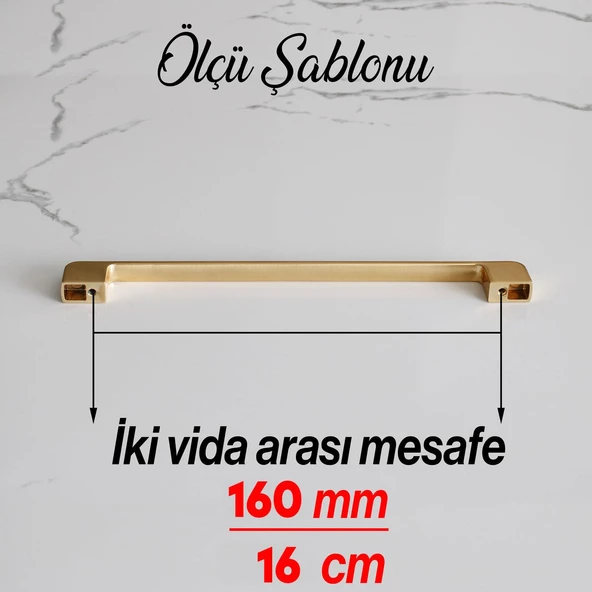 Arel Kulp Mat Gold 160 mm Mobilya Mutfak Dolabı Çekmece Dolap Kulpları Kapak Kulpu Kulbu Altın Metal - 4