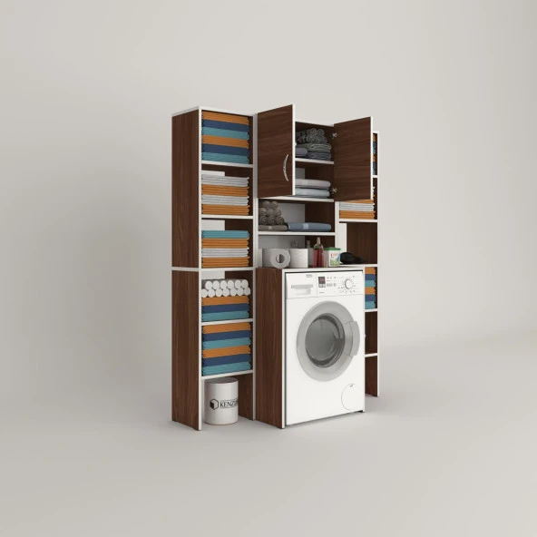 Kenzlife çamaşır makinesi dolabı hayzummaksduble cvz 180*126*55 banyo kiler çift kapaklı arkalıklı - Resim 2