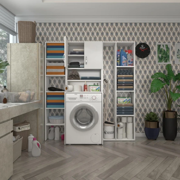Kenzlife çamaşır makinesi dolabı hayzummega byz 180*156*55 banyo kiler çift kapaklı arkalıklı