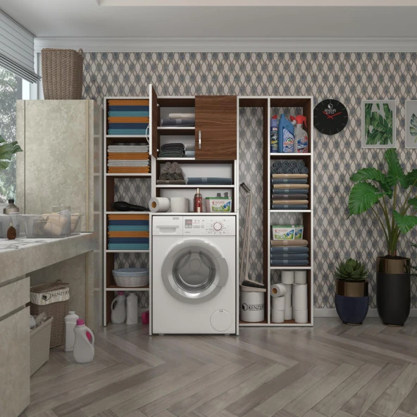 Kenzlife çamaşır makinesi dolabı hayzummega cvz 180*156*55 banyo kiler çift kapaklı arkalıklı ürün görseli