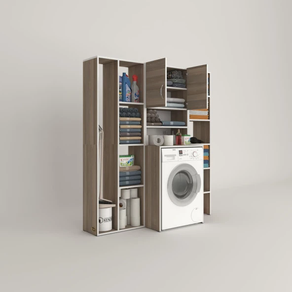 Kenzlife çamaşır makinesi dolabı hayzummega crd 180*156*55 banyo kiler çift kapaklı arkalıklı - Resim 2