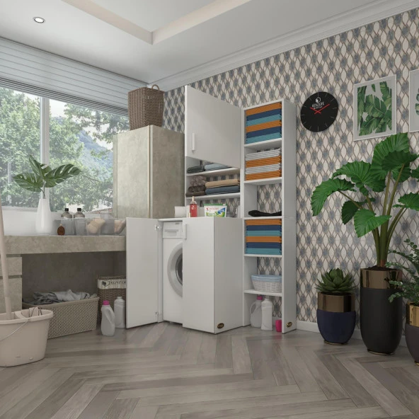 Kenzlife çamaşır makinesi dolabı kasparovmaks byz 180*096*55-20 banyo kapaklı arkalıksız ürün görseli 1