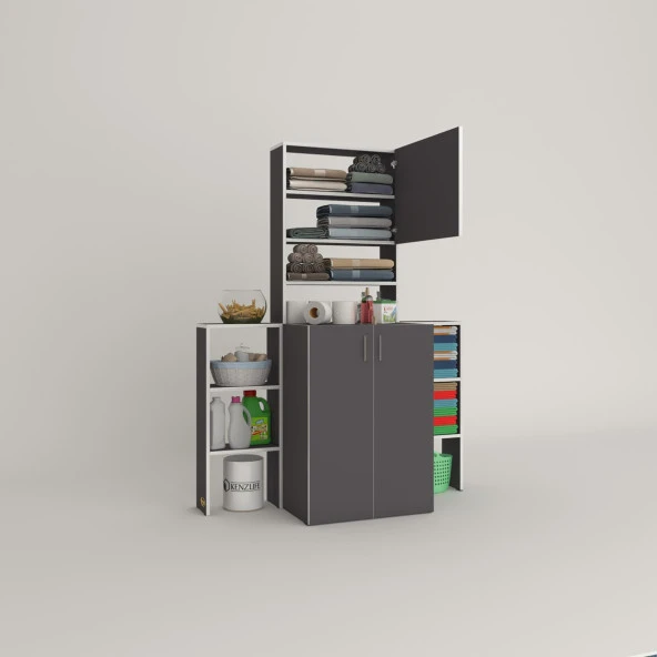 Kenzlife çamaşır makinesi dolabı kasparovmaks gri 180*096*55-20 banyo kapaklı arkalıksız - 2