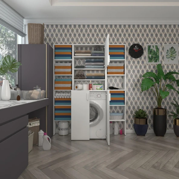 Kenzlife çamaşır makinesi dolabı kasparovmaksduble byz 180*126*55-20 banyo kapaklı arkalıksız