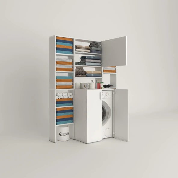 Kenzlife çamaşır makinesi dolabı kasparovmaksduble byz 180*126*55-20 banyo kapaklı arkalıksız - 2