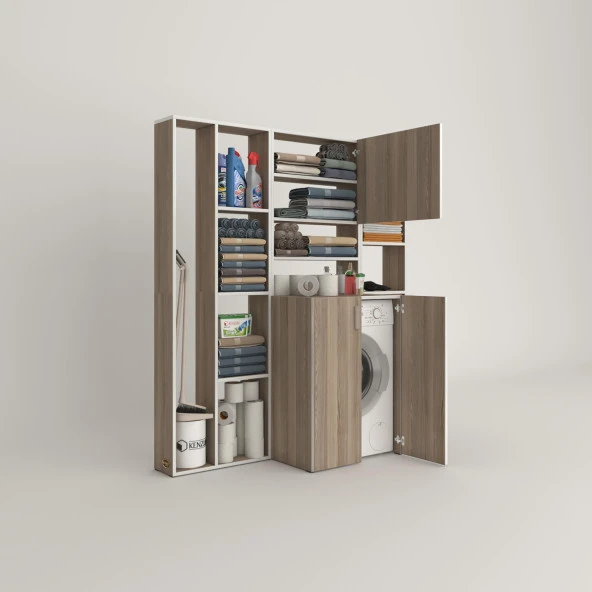 Kenzlife çamaşır makinesi dolabı kasparovmega crd 180*156*55-20 banyo kapaklı arkalıksız