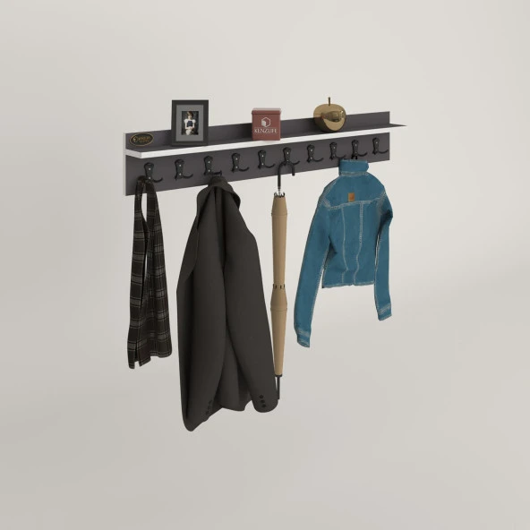 Kenzlife elbise askılığı askılık vettini gri 20*120*12 siyah 10 adet askı portmanto - Resim 2