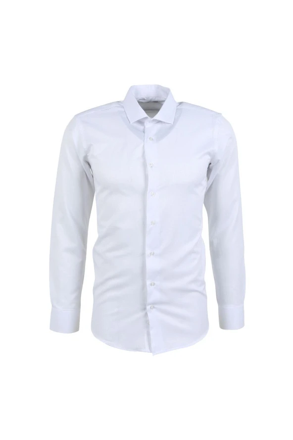 SÜVARİ Klasik Yaka Armürlü Beyaz Erkek Gömlek Gm2024700339