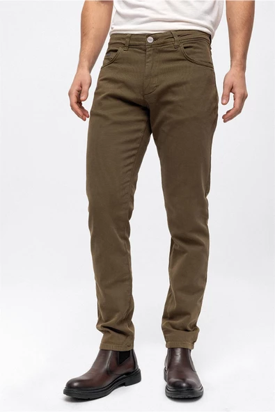 Back And Bond Haki Dokuma 5 Cep Slim Fit Pantolon - 3