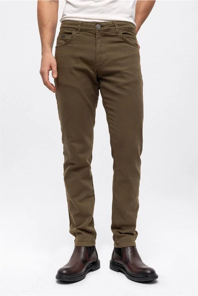 Back And Bond Haki Dokuma 5 Cep Slim Fit Pantolon - 5