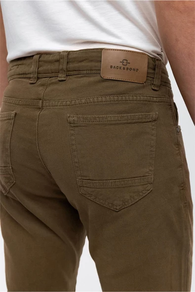 Back And Bond Haki Dokuma 5 Cep Slim Fit Pantolon - 7