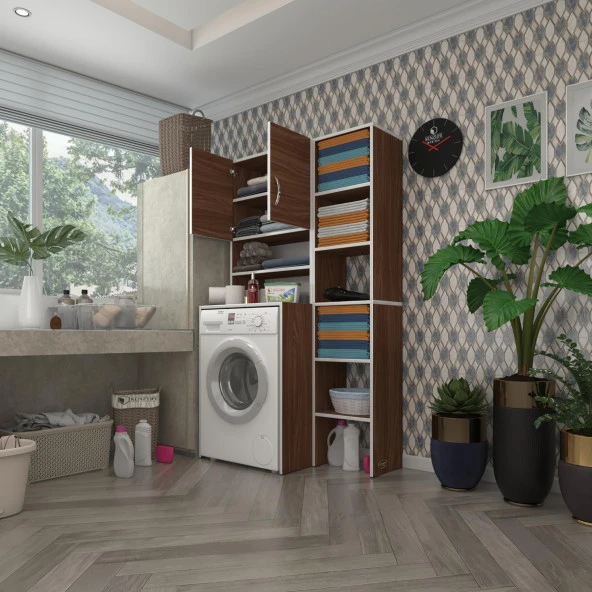 Kenzlife çamaşır makinesi dolabı hayzummaks cvz 180*096*55 banyo kiler çift kapaklı arkalıklı