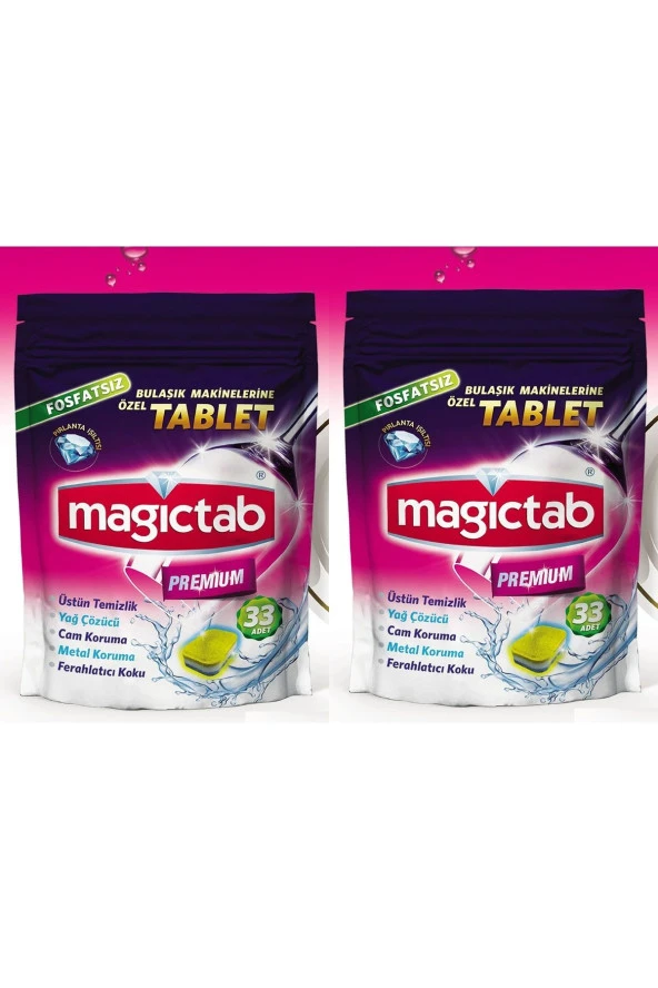 magictab Premium Bulaşık Makinesi Tableti Deterjanı 33'lü 1 Paket x 2