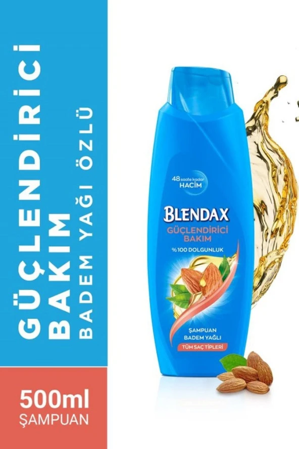 Blendax Güçlendirici Bakım Badem Yağı Özlü Şampuan 500 ml X 4 Adet
