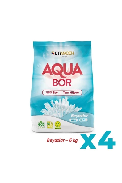 ETİ MADEN Etimaden Aqua Bor Deterjan (BORON) Beyazlar 6 Kg X 4 Adet