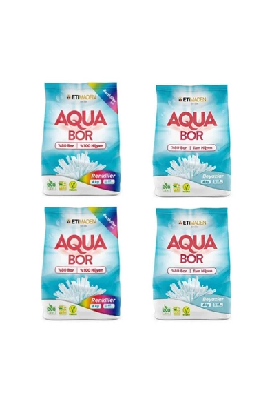 ETİ MADEN Etimaden Aqua Bor Deterjan (BORON) Karışık Beyazlar Ve Renkliler 6 Kg X 4 Adet - 1