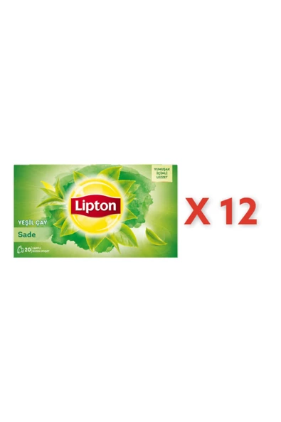 Lipton Yeşil Çay Sade Bitki Bardak Poşet Çayı 20li X 12 Adet