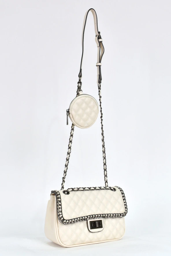 Elatae Kadın Omuz Askılı Çapraz Çanta Beyaz 17597 - Resim 2