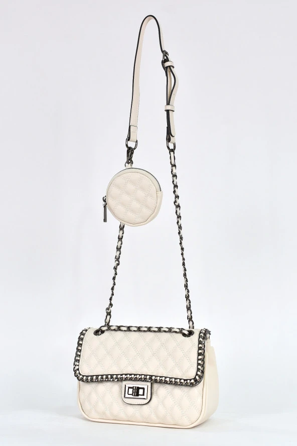 Elatae Kadın Omuz Askılı Çapraz Çanta Beyaz 17597 - Resim 3