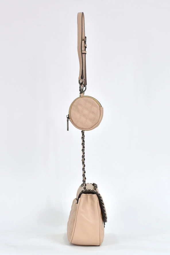 Elatae Kadın Omuz Askılı Çapraz Çanta Vizon 17597 - Resim 4