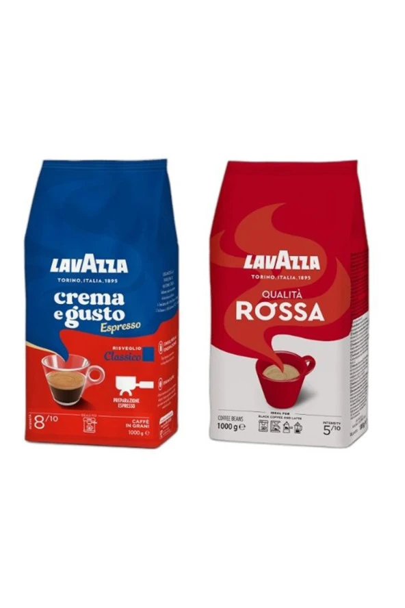 LAVAZZA Crema E Gusto 1Kg + Qualita Rossa 1Kg 2'Li Çekirdek Kahve Seti 2Kg