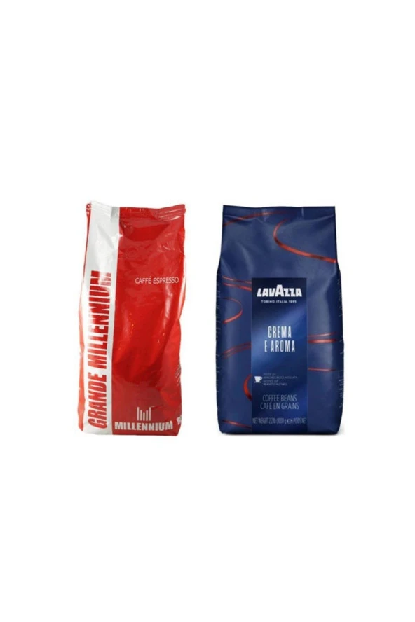 LAVAZZA Espresso Crema E Aroma Çekirdek Kahve 1 Kg Ve Grande Millennium Çekirdek Kahve 1 Kg