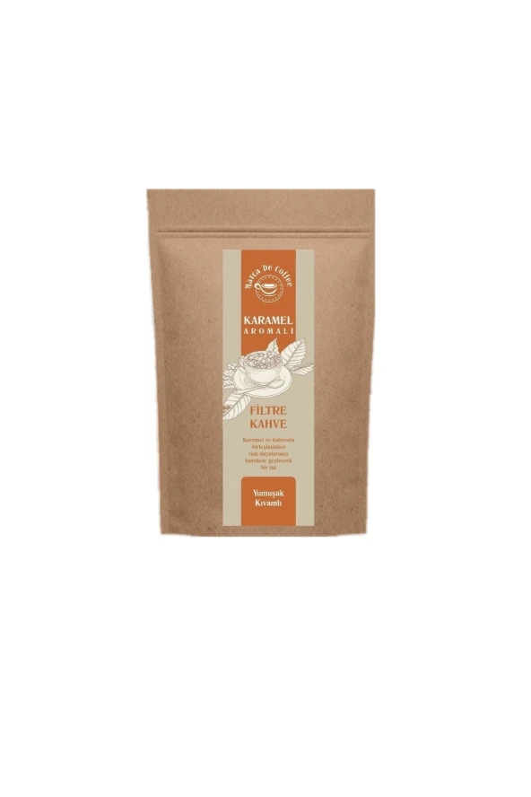 MARCA DE COFFEE Karamel Aromalı Filtre Kahve Kağıt Filtre Çekim 200 Gr