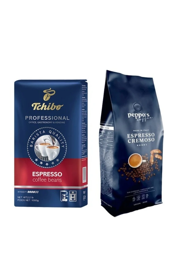 TCHİBO Profesional Espresso Çekirdek Kahve 1Kg Ve Peppo'S Espresso Cremoso Çekirdek Kahve 1 Kg