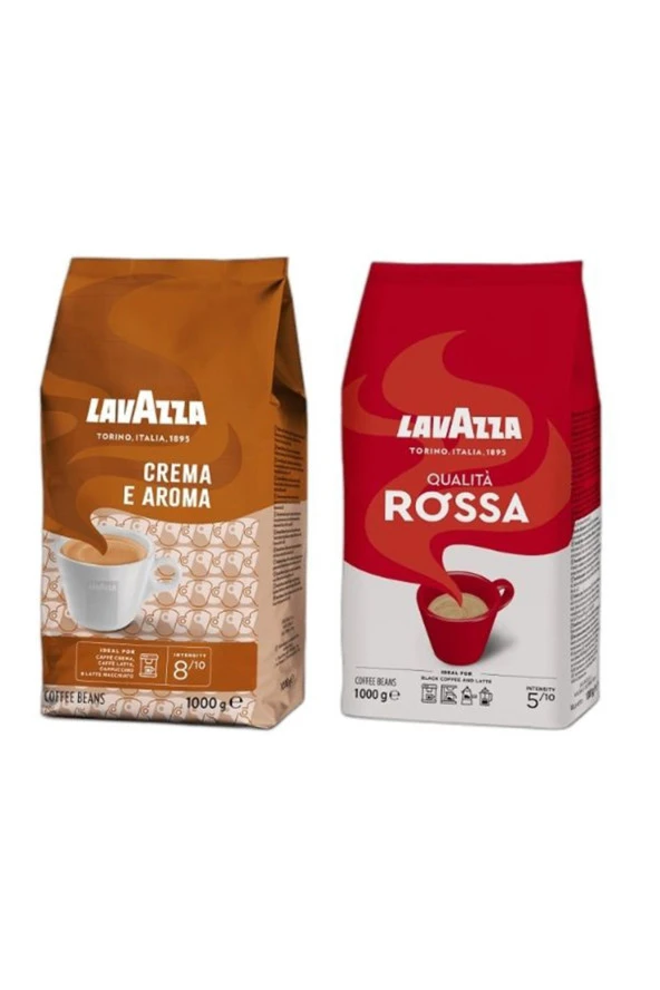 LAVAZZA Crema E Aroma 1Kg + Qualita Rossa 1Kg 2'Li Çekirdek Kahve Seti 2Kg