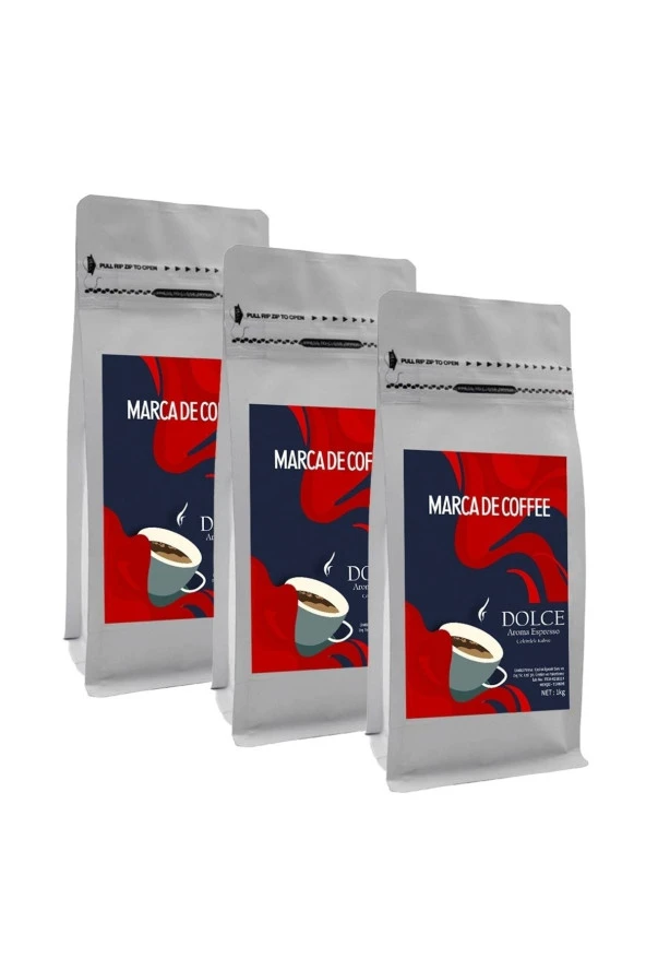 MARCA DE COFFEE Dolce Espresso Çekirdek Kahve 3 X 1 Kg