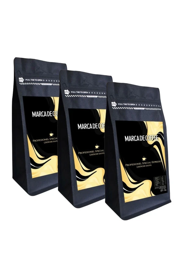 MARCA DE COFFEE Profesionel Special Espresso Çekirdek Kahve 3 X 1 Kg