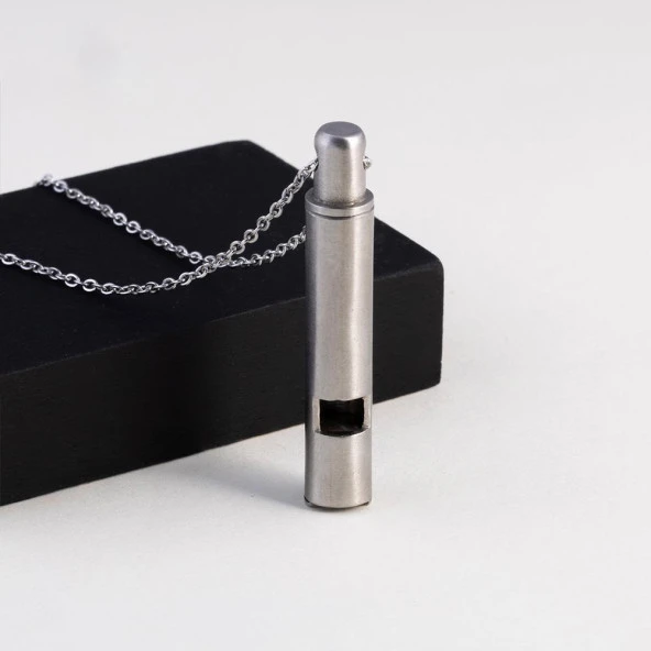 Gümüş Pazarım Düdük Çelik Kolye - 2