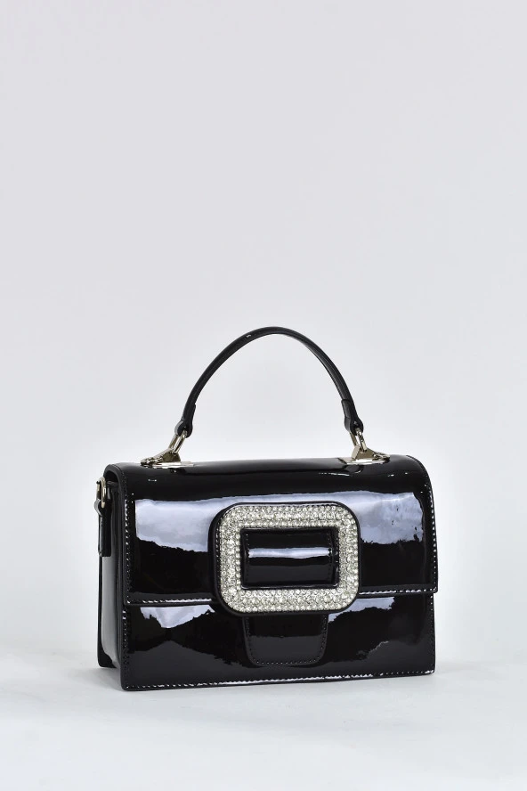 Elatae Kadın Omuz Askılı Rugan Abiye Günlük El Çantası Siyah 17339 - Resim 2