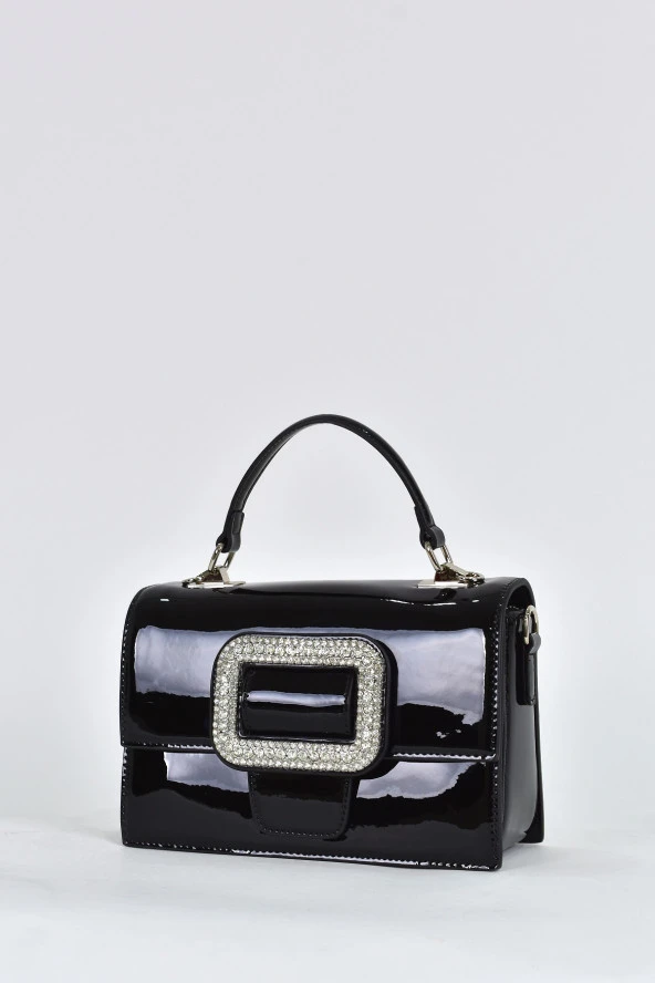 Elatae Kadın Omuz Askılı Rugan Abiye Günlük El Çantası Siyah 17339 - Resim 3